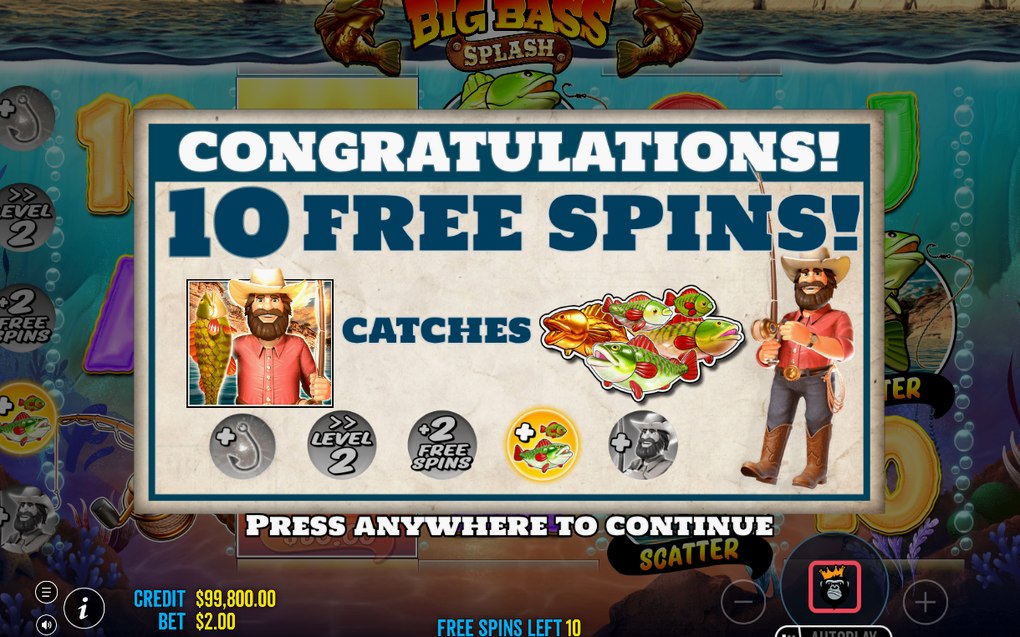 Free Spins med insamlade pengar från fiskesymboler