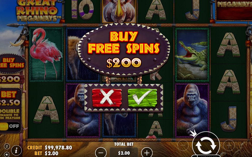 Valskärmen med fyra Free Spins-alternativ